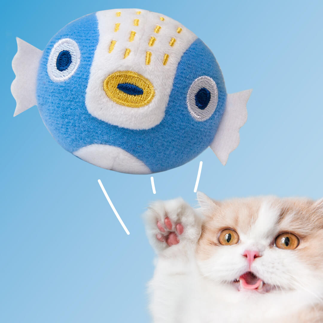 Cat Playing with Pufferfish Catnip Cat Toy | MissyMoMo