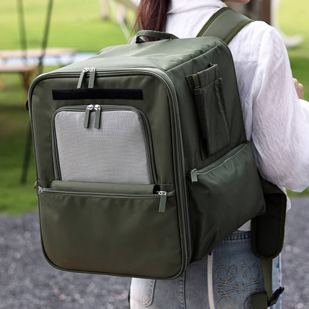 Purr Palace Tent-Like Green Cat Carrier Backpack | MissyMoMo