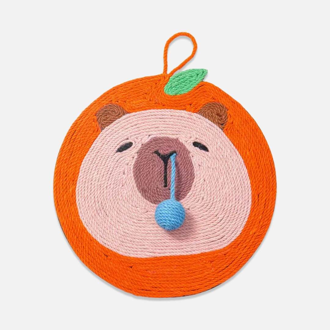 Sniffy Capybara Cat Scratch Mat | Dark Cute Orange Cat Accessories | MissyMoMo