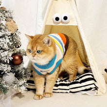 Load image into Gallery viewer, Cat Wearing Rainbow Stripe Cat Sweater | Cozy Cat Clothes | MissyMoMo
