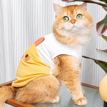 Load image into Gallery viewer, Yellow Chicken Cat Vest On Ginger Cat Sitting Side View | Cute Cat Summer Outfit | MissyMoMo
