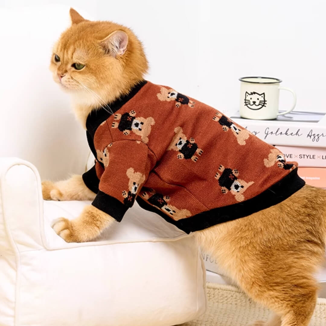 Cat in Cute Teddy Bear Print Cardigan | MissyMoMo