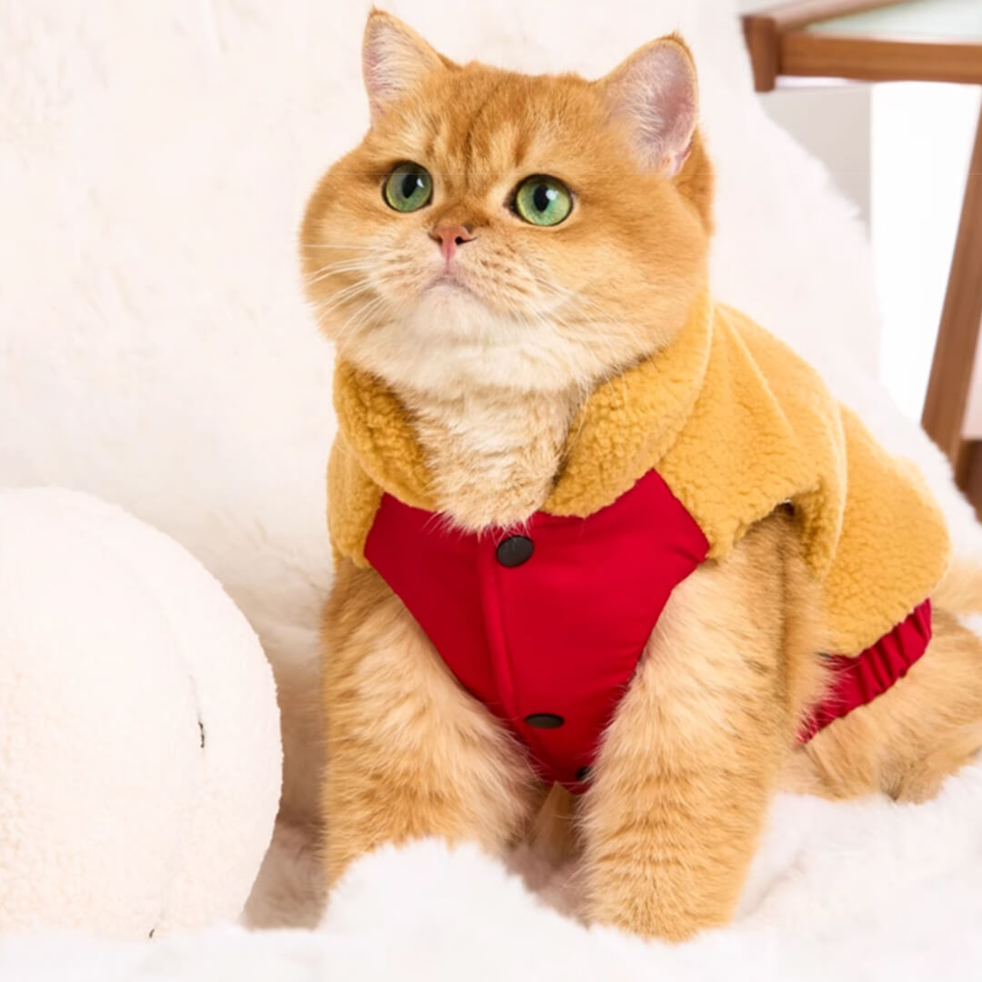 Cat in Brown Teddy Bear Fleece Jacket | MissyMoMo