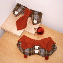 Load image into Gallery viewer, Plaid Cat Bib with Corduroy Necktie | MissyMoMo
