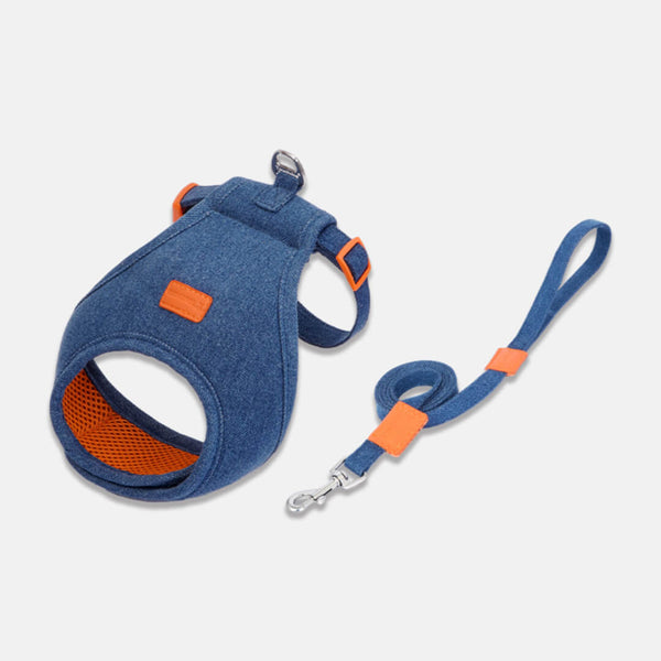 TouchCat Indigo Cat Harness & Leash Set | Denim Harness for Cats & Kittens | MissyMoMo