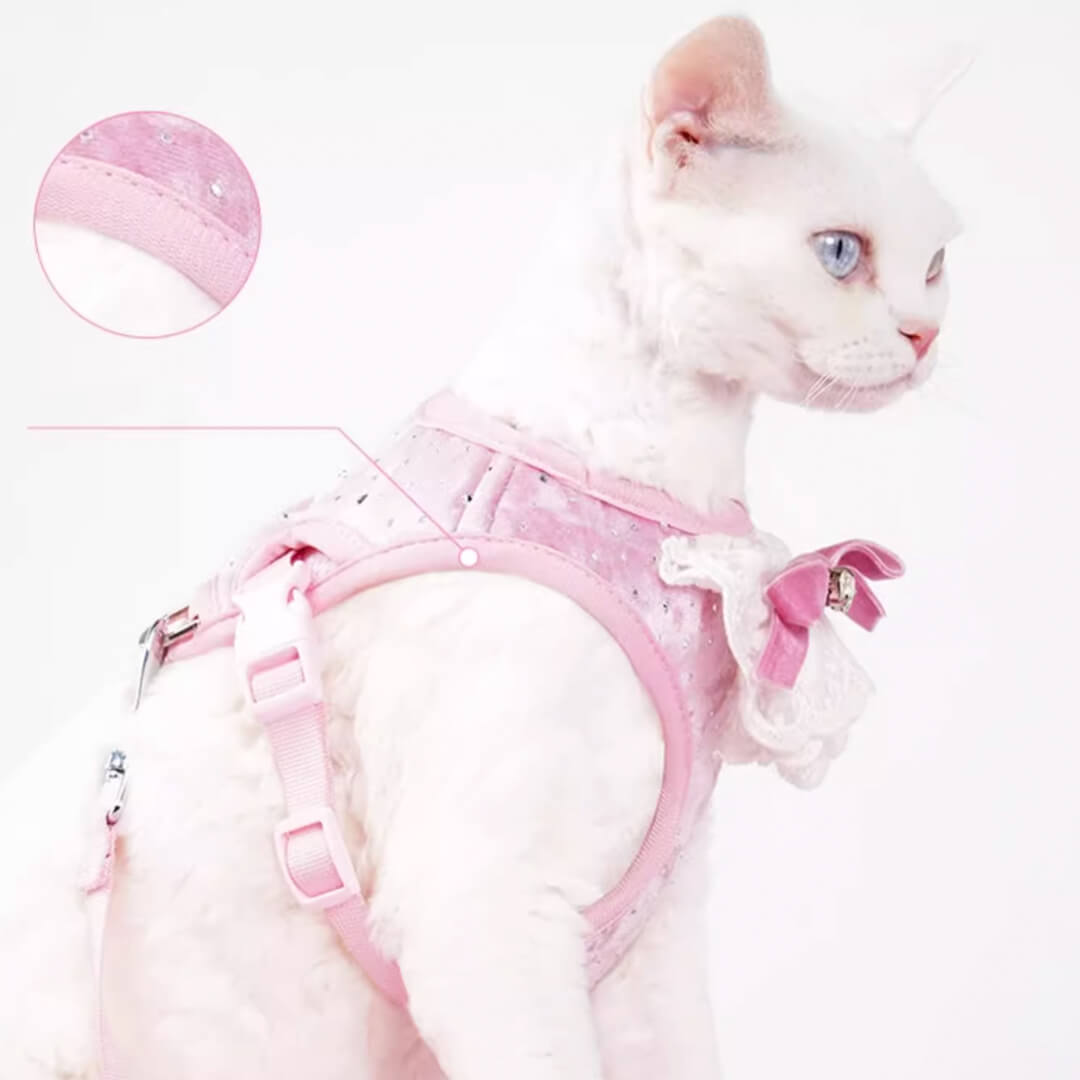 Cat in Pink Sparkle Cat Vest Harness | MissyMoMo
