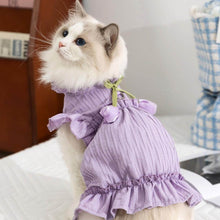 Load image into Gallery viewer, Cat in Purple Tulip Cat Dress | Cute Ruffle Cat Clothes | MissyMoMo
