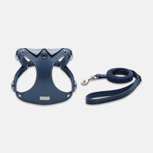 Load image into Gallery viewer, Navy Leather Cat Harness &amp; Leather Set for Walking | MissyMoMo
