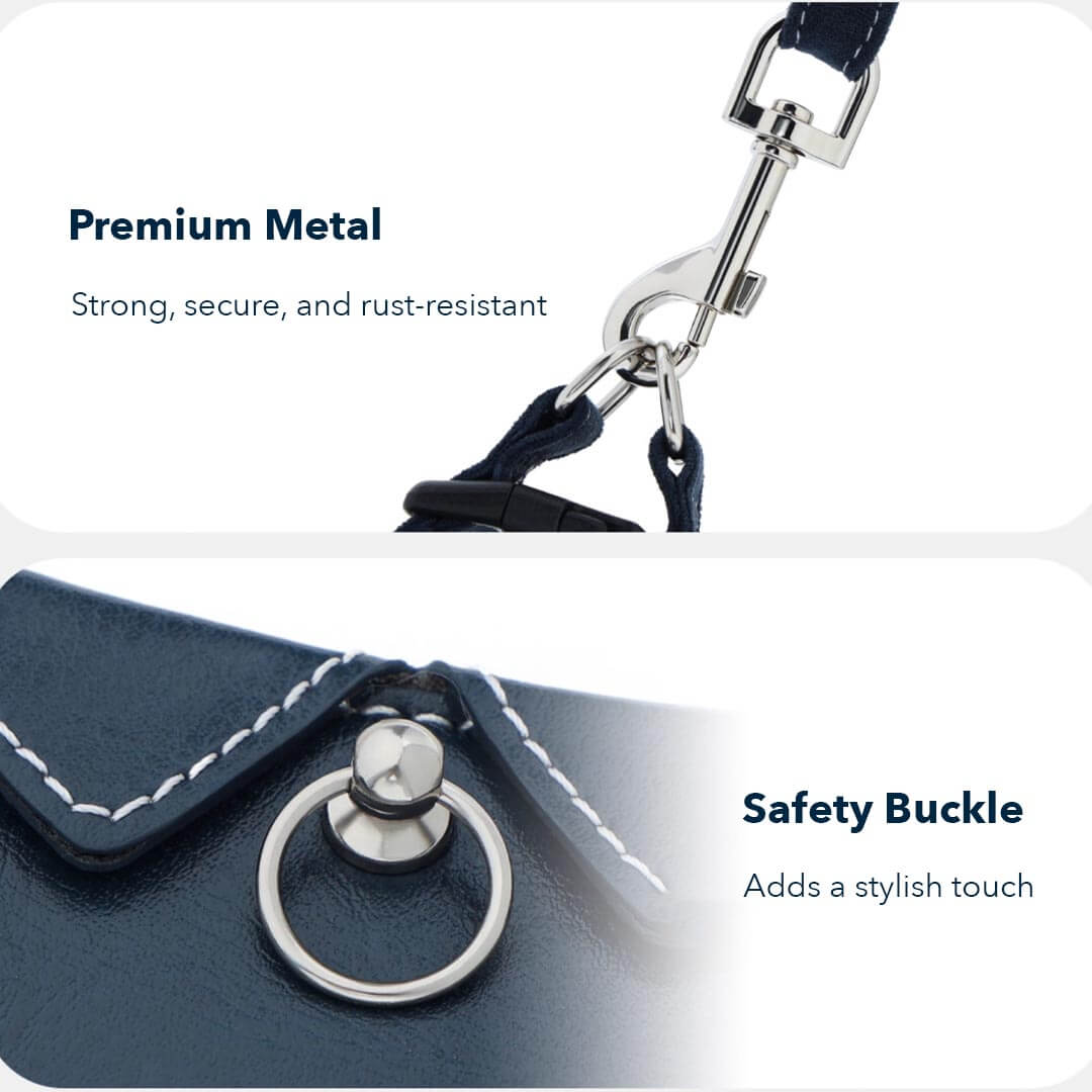 Features of Stylish Navy Leather Cat Harness | MissyMoMo