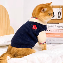 Load image into Gallery viewer, Cat in Blue Preppy Sweater | MissyMoMo
