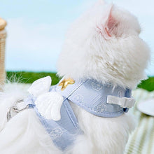 Load image into Gallery viewer, Cat Sitting in Blue Angel Harness with Wings | MissyMoMo
