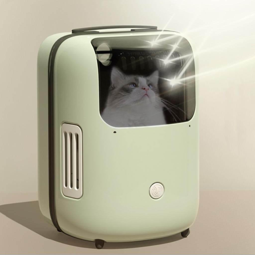 Cat Looking Out From Green Cataway Space Cat Backpack Window | MissyMoMo