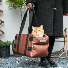Load image into Gallery viewer, Carrying Brown Explorer Cat Car Seat Carrier with Cat Inside | MissyMoMo
