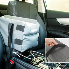 Load image into Gallery viewer, Gray Explorer Cat Car Seat Carrier Secured on Car Seat | MissyMoMo
