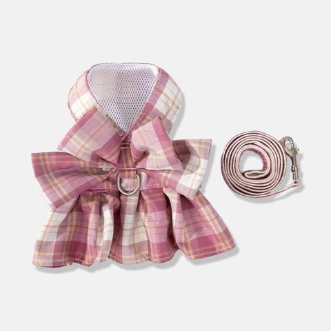 Pink Fuji Cat Harness & Leash Set in Checkered Design | MissyMoMo