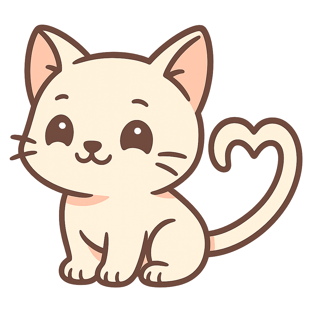 Cartoon cat with heart-shaped tail