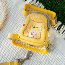 Load image into Gallery viewer, Milo Cat Harness &amp; Leash Set In Yellow With Bear Design | MissyMoMo
