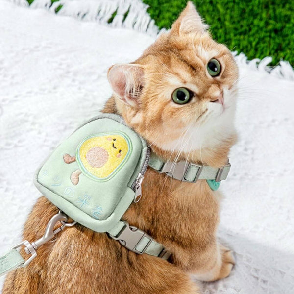 Cat Ready For A Walk With Milo Cat Harness, Wearing Mini Bag | MissyMoMo