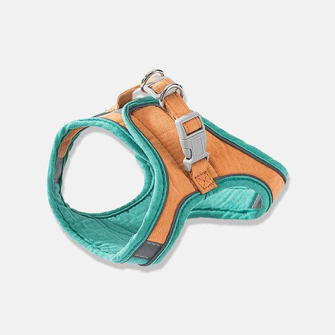 Mochi Cat Harness & Leash Set in Green and Orange | MissyMoMo